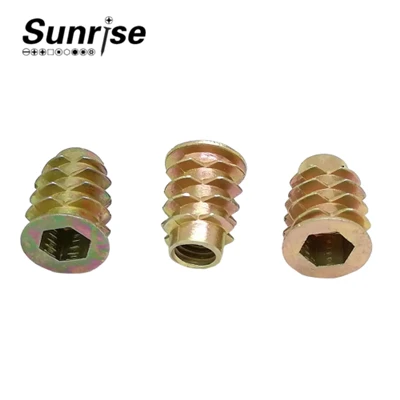 Metal Barrel Hex Socket Daħħal Ġewż għall-għamara tal-injam